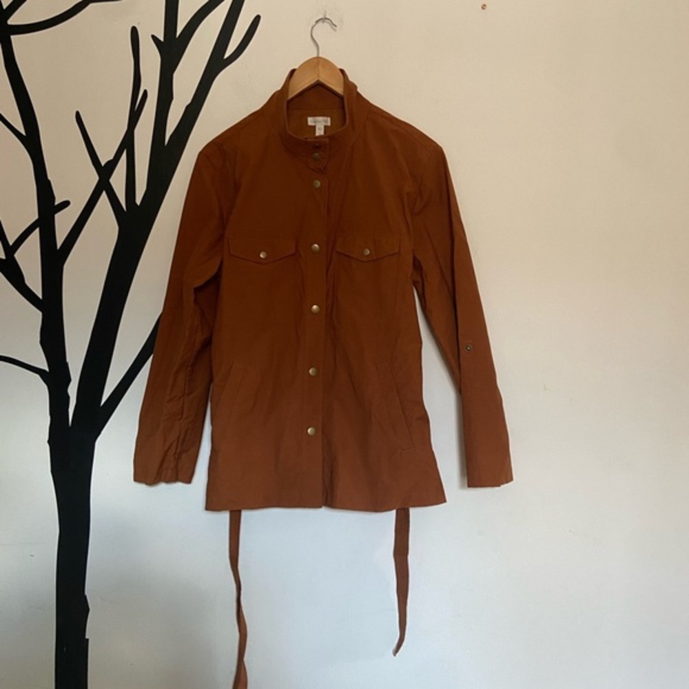 Garnet Hill short belted trench camel brown - Picture 2 of 9